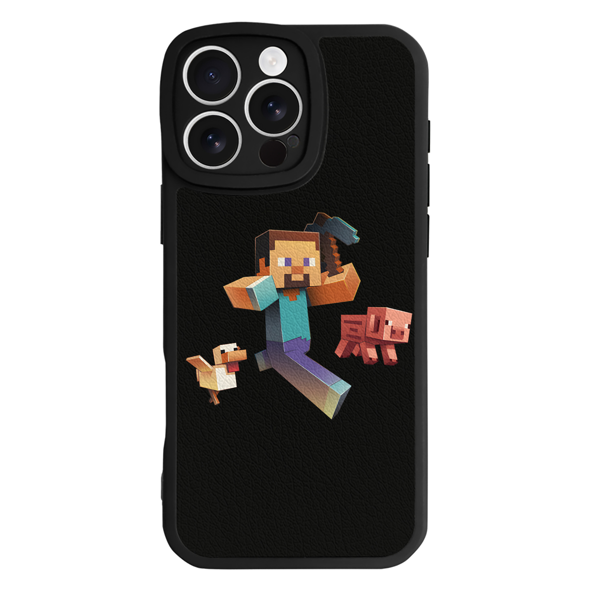 （画像用） マインクラフト ブロックの世界 Minecraft MC Block world 【iPhone 16シリーズ対応】シリコンスマホケース（レザー調） 材質：シリコン